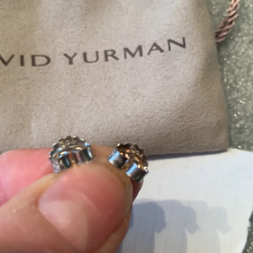 David Yurman retired sterling silver Albion Drop Earrings Diamond & tourmaline - Picture 5 of 6